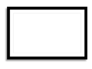 Horizontal black photo frame with shadow, rectangular border vector for modern art or wall display
