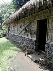 Traditional Balinese house architecture, with wooden and bamboos materials