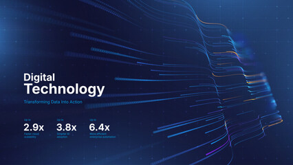 Cyber Big Data Flow Particles Bokeh. Digital Neural Network. Concept of AI Artificial Intelligence Technology Machine Deep Learning. Digital Communication. Science Technology Presentation Vector.