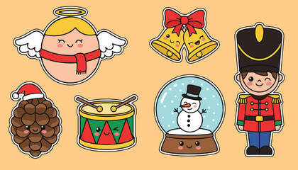 Vector Christmas Holiday Festive Decorations Cute Graphic Elements Collection