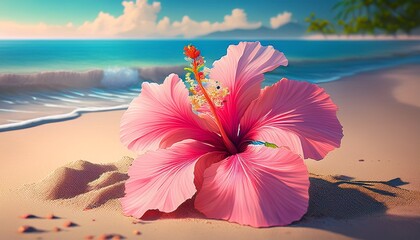 pink hibiscus sand serenity