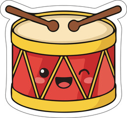 Happy cartoon toy drum winking vector illustration