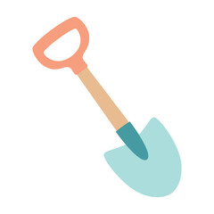 cartoon shovel isolated, flat style