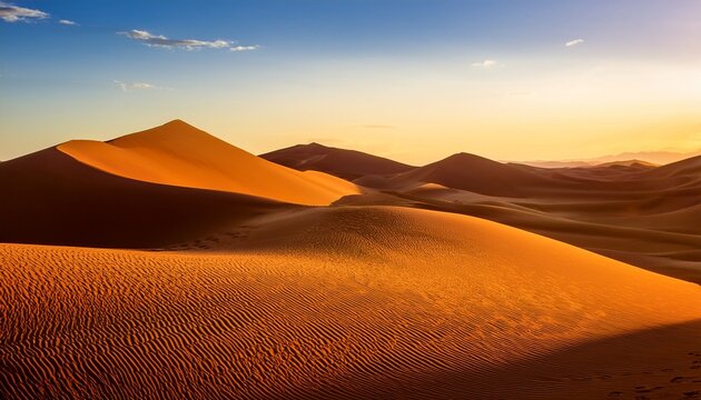 Golden Light On Towering Red Sand Dunes