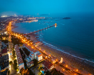 Aerial view of Zhanqiao Scenic Area in Qingdao, China