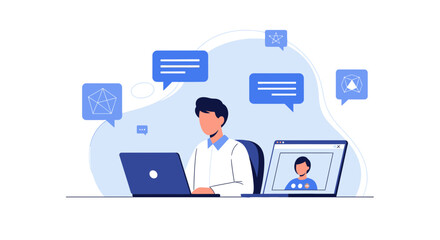 Online Meeting and Video Conferencing Representing Modern Communication Methods