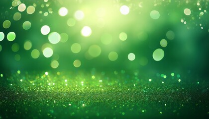 Obraz premium Abstract Blurry Emerald Background With Bokeh Glowing And Sparkles A Background For Design Of Greeting Cards Invitations Outdoor