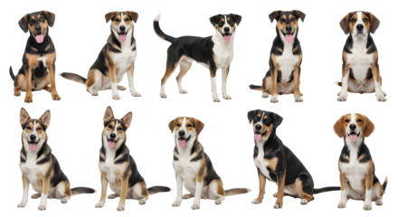 Group of Happy Dogs Sitting, Playful, and Looking at the Camera - Canine Companions