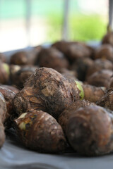 Close up photo of freshly picked organic yam