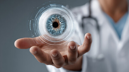 Lasik concept ,Digital eye LASIK hologram surgeon healthcare technology vision surgery glow with futuristic calm
