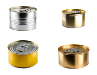 Sets of small food can isolated.