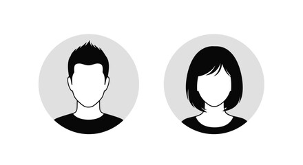 Simple Vector Icons of a Male and Female Silhouette in Circles