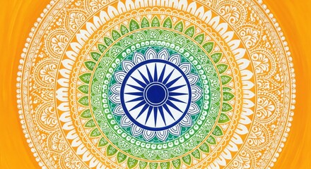 Indian flag mandala with central emblem