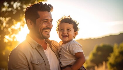 Father and son enjoying nature