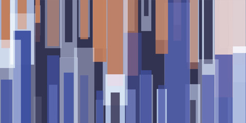 Abstract 3d vector background with many overlapping brown, blue and grey thick vertical bars. Modern geometric design, perfect for digital art, banners, templates, wallpapers, and creative projects.