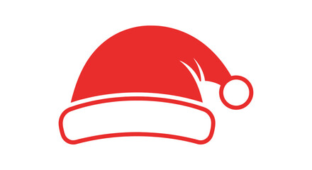 A simple red Santa Claus hat icon with a white fur brim and pom-pom, isolated on a plain white background.