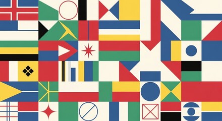 Flags of various countries arranged in a mosaic pattern