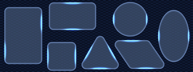 Glassmorphism. Vector illustration of trendy Glassmorphism effect Empty Frame set. Perfect realistic transparent glass Frame collection with blank space for text 