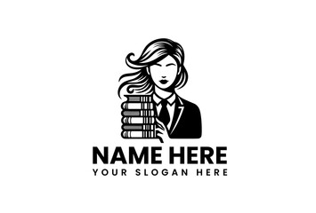 Lawyer with Books Logo Design for Legal Professionals and Law Firms