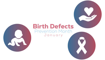Vector illustration on the theme of National Birth Defects Prevention month observed each year during January. banner, Holiday, poster, card and background design.