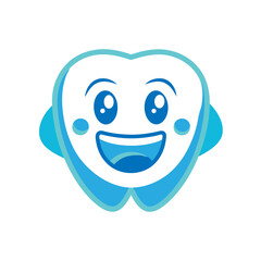 happy teeth icon silhouette vector style with a white background. smiley tooth that is cute. image of a healthy tooth. Teeth Icon,  Cleaning, and whitening teeth concept, 

