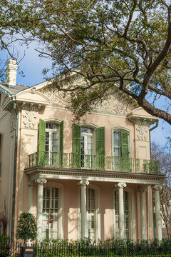 Traditional New Orleans antebellum exquisite house on Garden district street, Louisiana, Southern USA