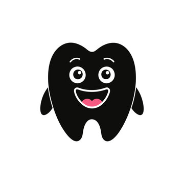 appy teeth icon silhouette vector style with a white background. smiley tooth that is cute. image of a healthy tooth. Teeth Icon,  Cleaning, and whitening teeth concept, 
3D realistic happy white toot
