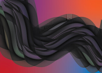Abstract background with red lines .Abstract Black Wavy Lines on Gradient Background .Modern abstract background featuring elegant black wavy lines flowing across a vibrant gradient backdrop of red.