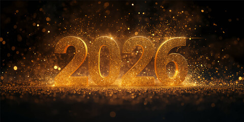 Golden glitter 2026 new year celebration design