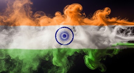 Indian flag with smoke effect