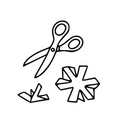 Scissors cutting paper star christmas craft