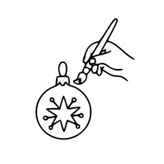 Hand painting christmas ornament decoration outline