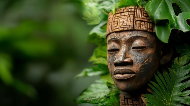 historical wooden face monument or symbol from Ghana.