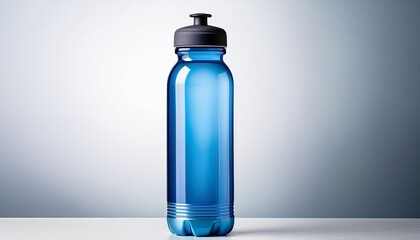 shiny blue plastic sport water bottle on white background perfect for staying hydrated during physical activity