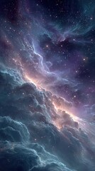 Stunning view of colorful nebula and cosmic clouds in deep space during a starry night