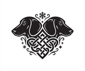 Black Labrador Tribal Heart Tattoo | Elegant Dog Love Vector Illustration