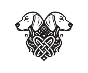 Labrador Retriever Celtic Heart Tattoo Design | Tribal Dog Love Illustration