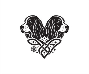 Poodle Celtic Heart Tattoo Design | Ornamental Dog Couple Love Illustration