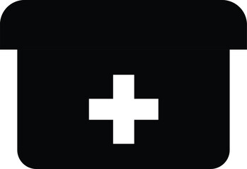 Obraz premium First aid box solid icon, medical kit vector for emergency health care and safety design