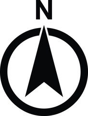 North direction compass rose navigation symbol travel orientation guide eps silhouette