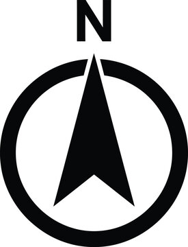 North direction compass rose navigation symbol travel orientation guide eps silhouette