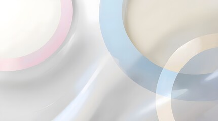 Abstract blue background with clean empty ceramic dishware set and 3d circles decoration