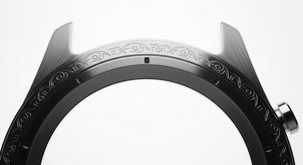 Close-up of a stylish wristwatch with intricate design elements, showcasing a modern timepiece and detail