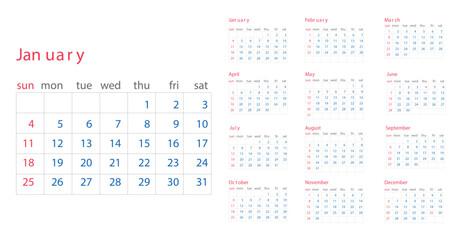 set calendar 2026 with simple and modern design 
