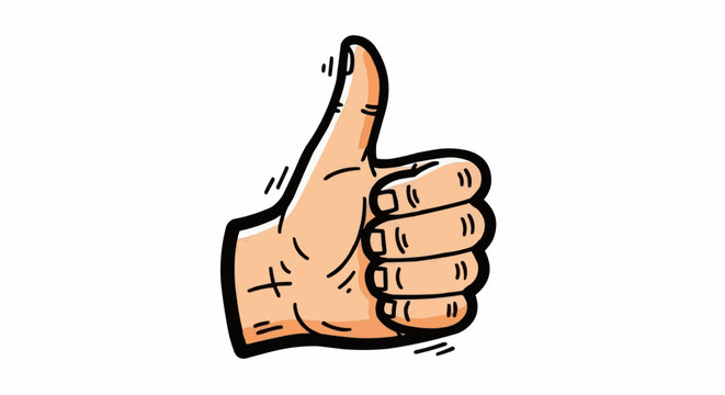 A stylized, cartoon hand isolated on a white backdrop, gives a thumbs up, suggesting approval or a positive signal.