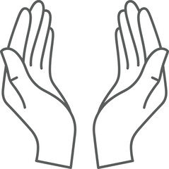 Illustration of two hands cupped together offering support or prayer eps silhouette