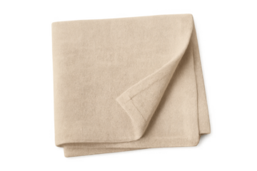 Beige folded soft terrycloth towel transparent background