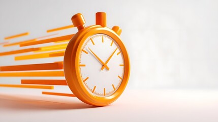 Orange stopwatch with speed lines depicting time passing quickly fast paced