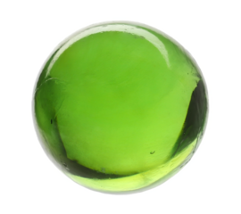 Green glass marble isolated on white background, clipping path