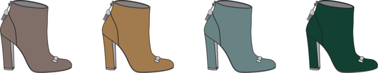 Set of Stylish Ankle Boots in Assorted Colors Fashionable Footwear